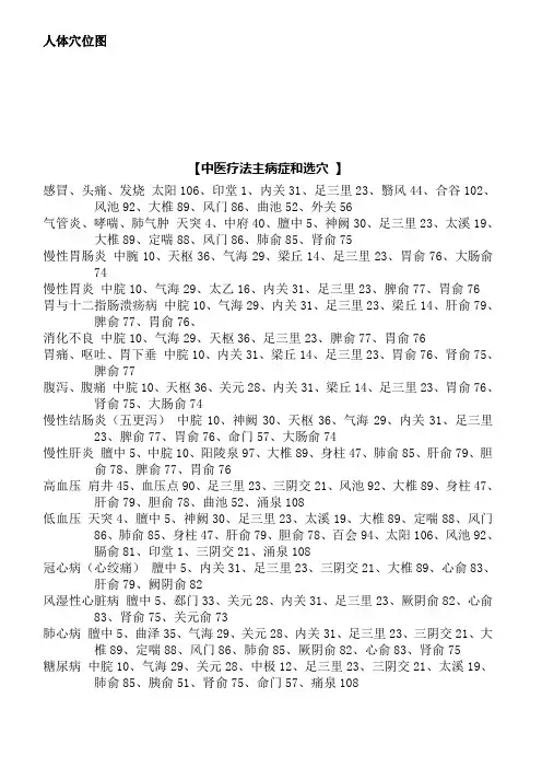 人体背部拔罐穴位图