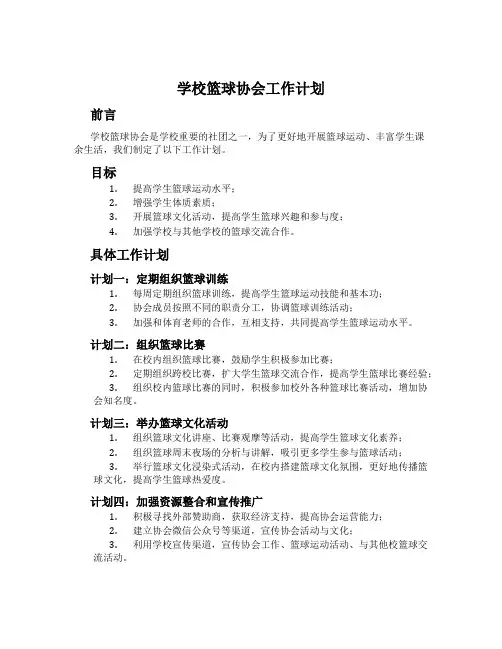 学校篮球协会工作计划