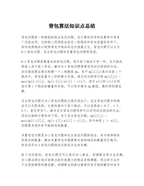 背包算法知识点总结