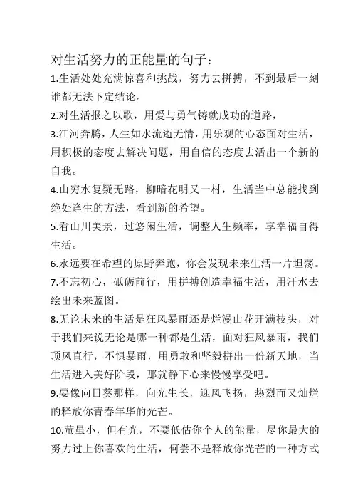 对生活努力的句子正能量