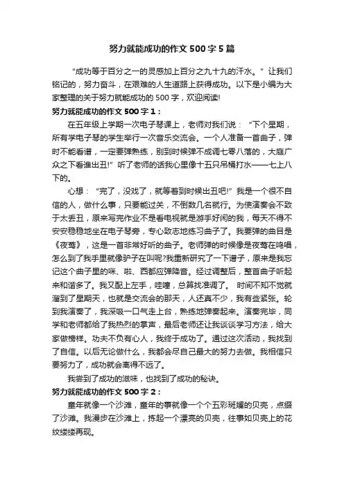 努力就能成功的作文500字5篇