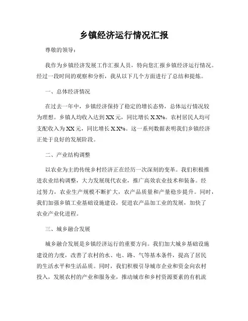 乡镇经济运行情况汇报