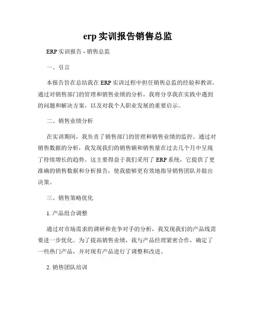 erp实训报告销售总监