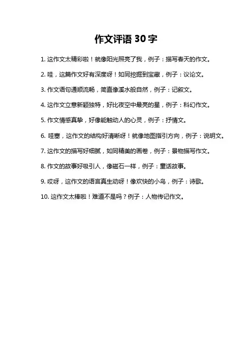 作文评语30字