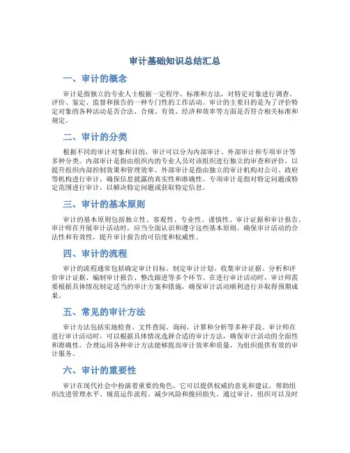 审计基础知识总结汇总