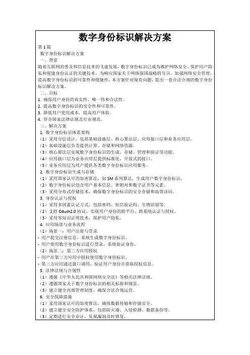 数字身份标识解决方案