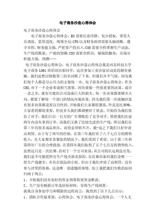 电子商务沙盘心得体会（精简版）