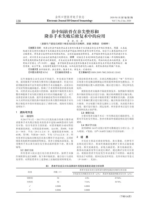 鼻中隔软骨在鼻尖整形和隆鼻手术失败后修复术中的应用