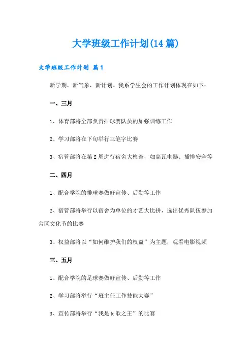 大学班级工作计划(14篇)