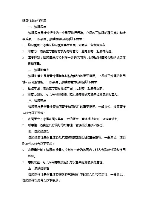 喷漆行业执行标准