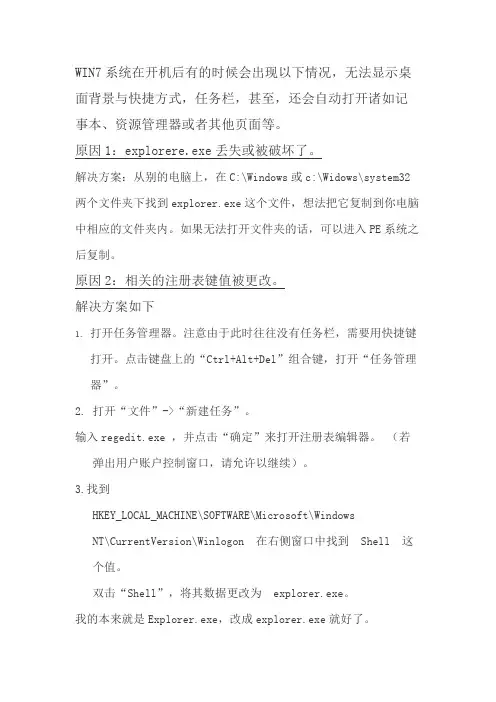 win7开机桌面为黑色且不显示图标的解决方案