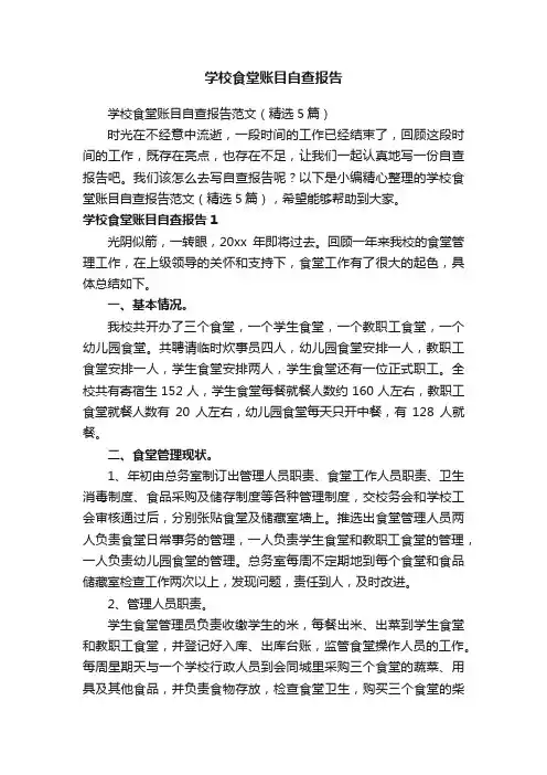 学校食堂账目自查报告范文（精选5篇）