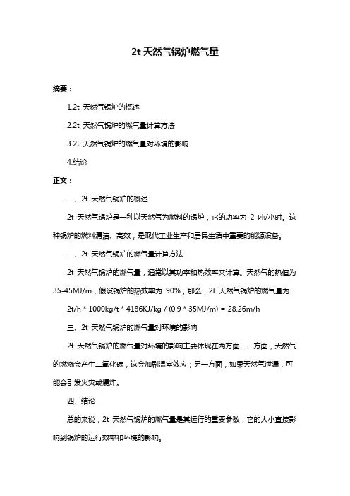 2t天然气锅炉燃气量
