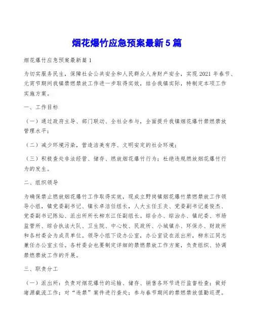 烟花爆竹应急预案最新5篇