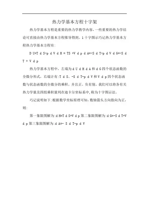 热力学基本方程十字架
