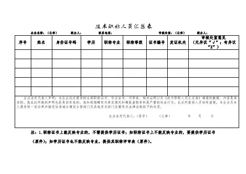 技术职称人员汇总表