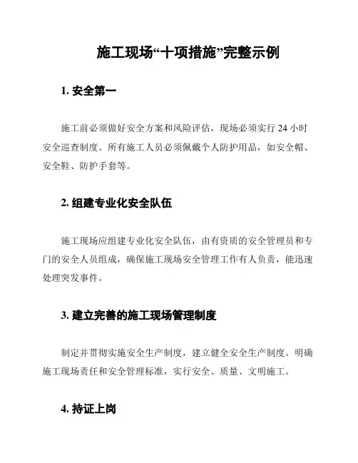 施工现场“十项措施”完整示例