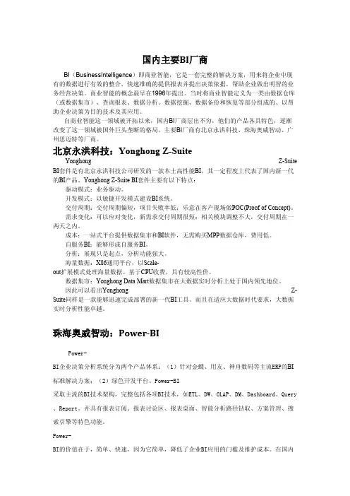国内主要BI厂商