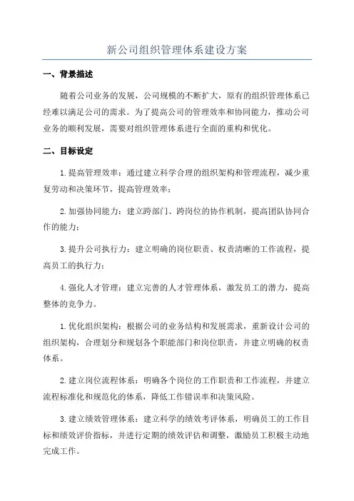 新公司组织管理体系建设方案