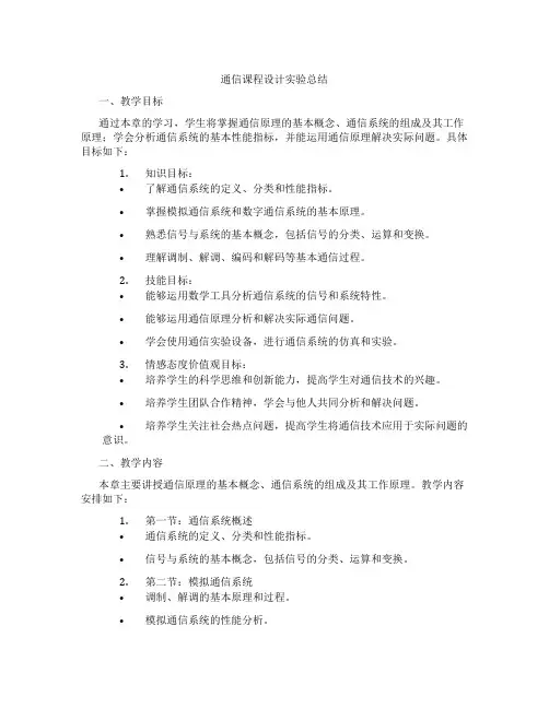 通信课程设计实验总结