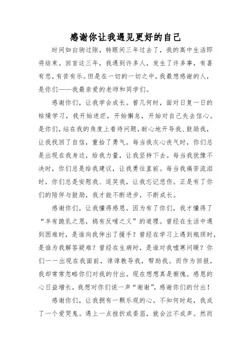 感谢你让我遇见更好的自己作文800字