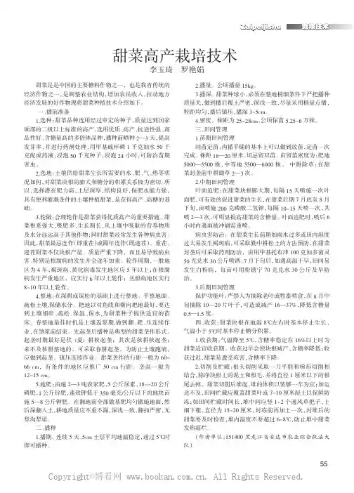 甜菜高产栽培技术