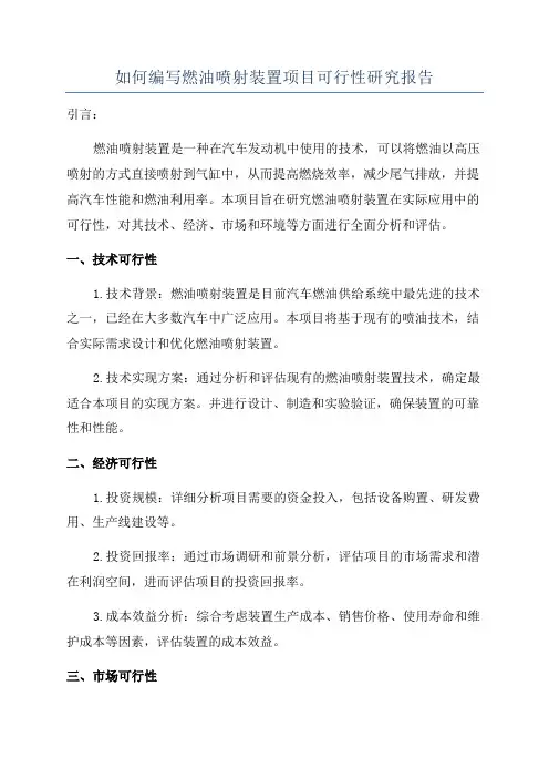 如何编写燃油喷射装置项目可行性研究报告