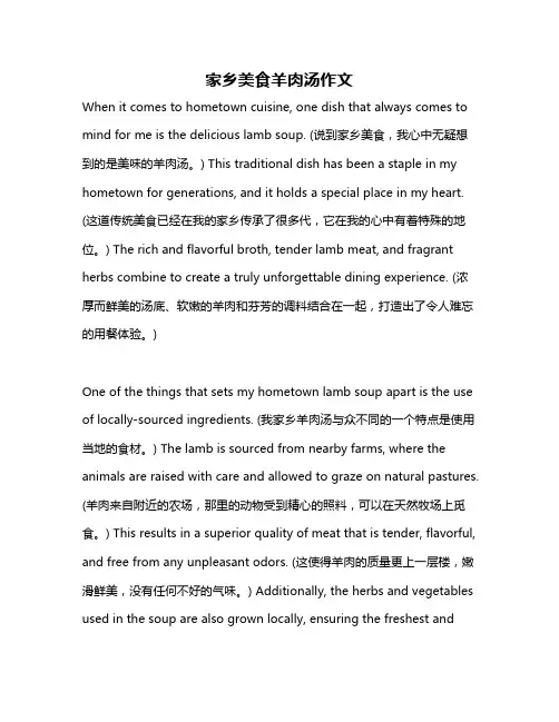 家乡美食羊肉汤作文