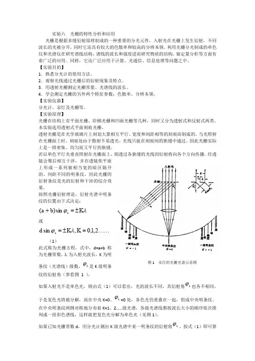 物理实验六光栅的特性分析和应用