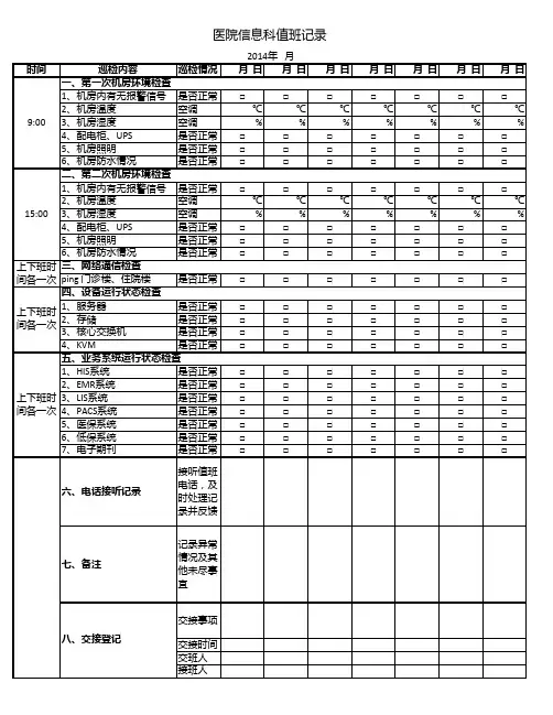 医院信息科值班记录