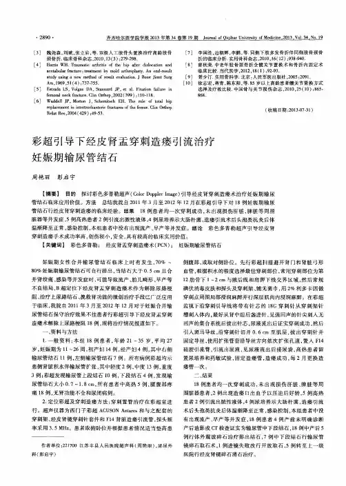 彩超引导下经皮肾盂穿刺造瘘引流治疗妊娠期输尿管结石
