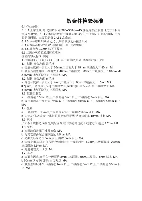 钣金件检验标准
