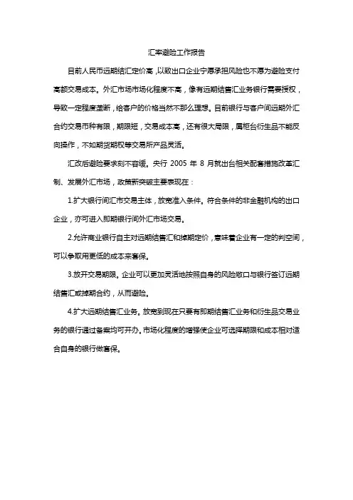 汇率避险工作报告