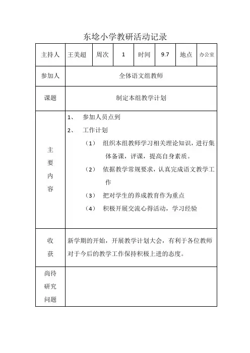 2015-2016学年第二学期语文教研活动记录