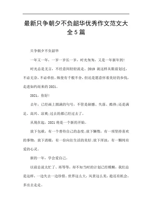 最新只争朝夕不负韶华优秀作文范文大全5篇