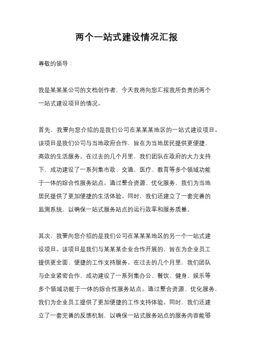 两个一站式建设情况汇报