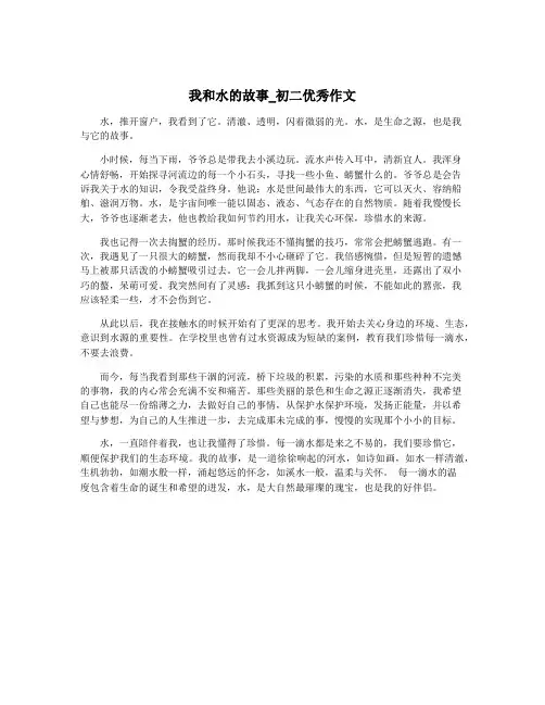 我和水的故事_初二优秀作文