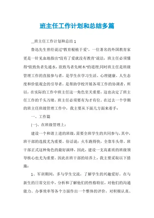 班主任工作计划和总结多篇