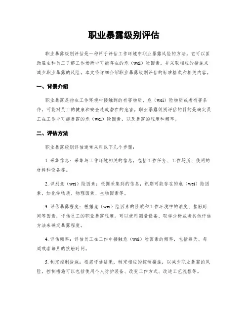职业暴露级别评估