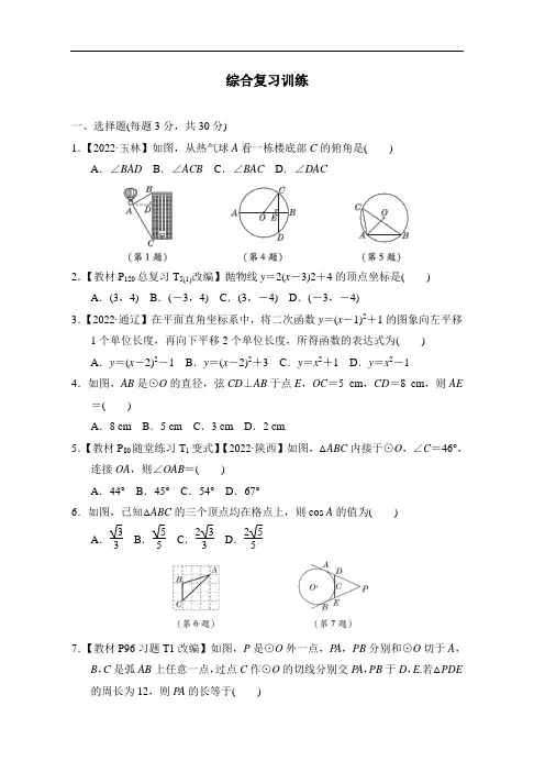综合复习训练 2022-2023学年度北师大版数学九年级下册