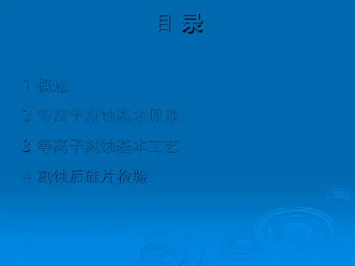 等离子刻蚀-培训教程