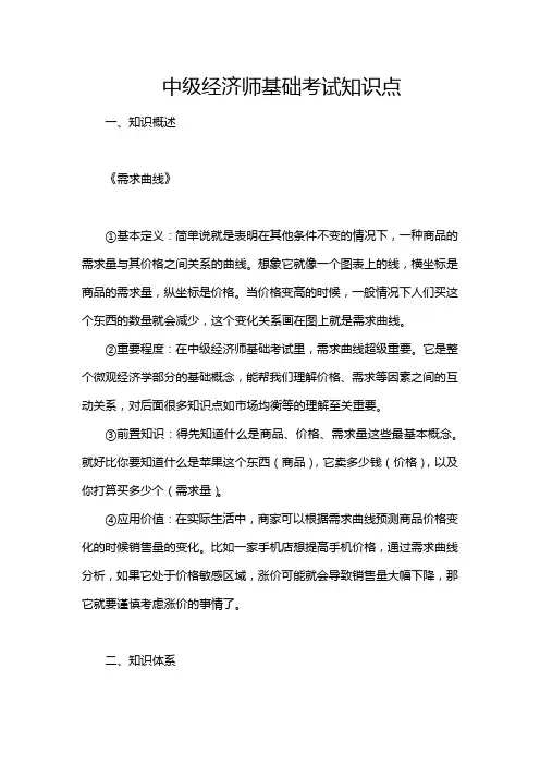 中级经济师基础考试知识点