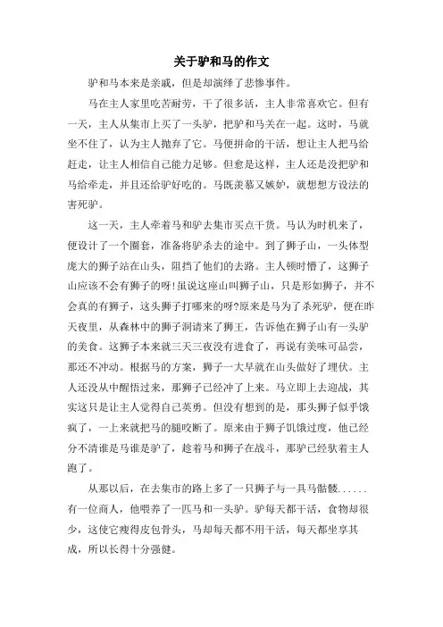 关于驴和马的作文