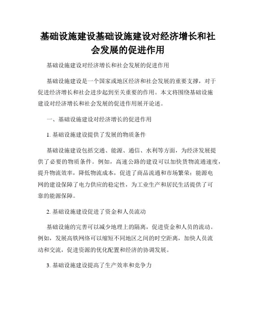 基础设施建设基础设施建设对经济增长和社会发展的促进作用