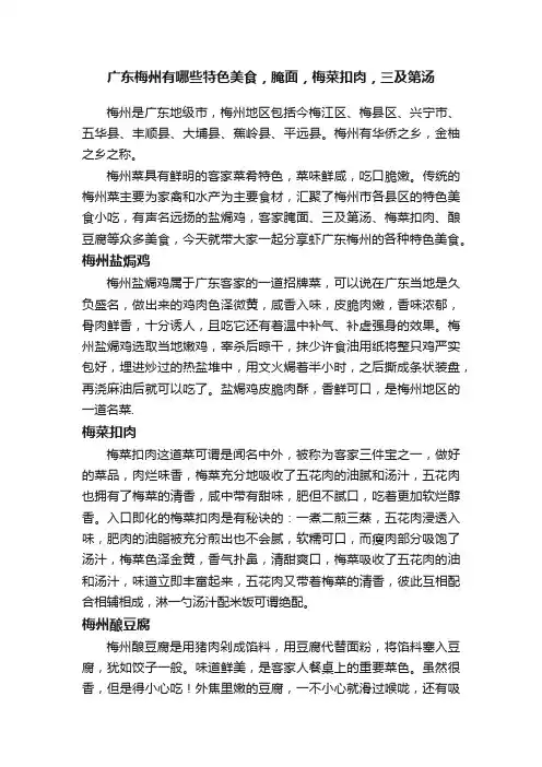 广东梅州有哪些特色美食，腌面，梅菜扣肉，三及第汤