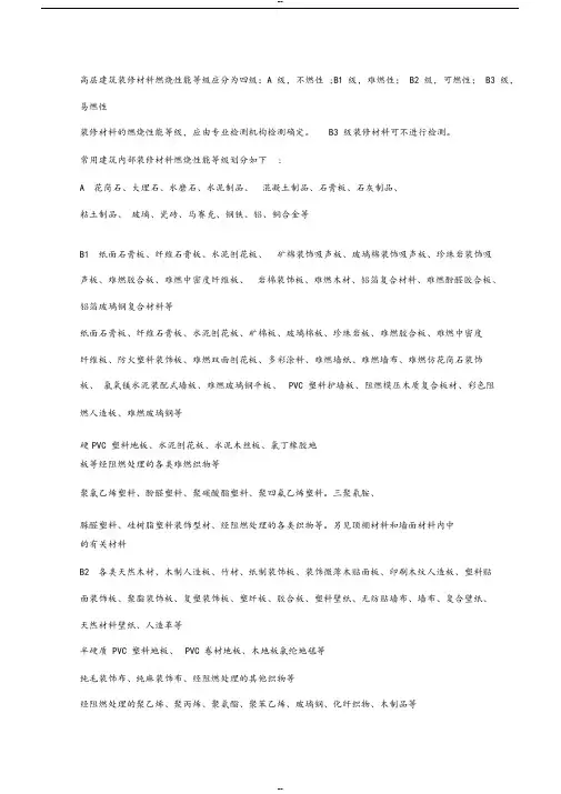 材料防火等级划分