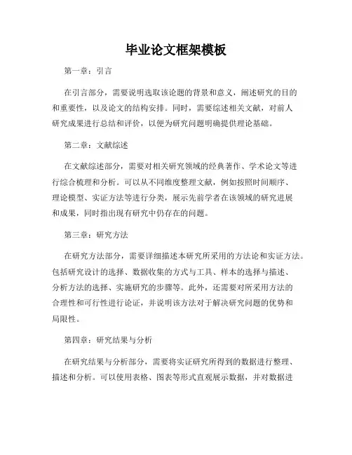 毕业论文框架模板
