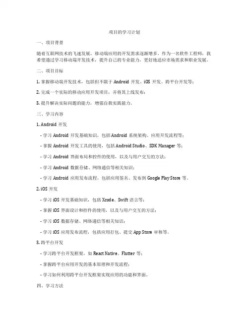 项目的学习计划