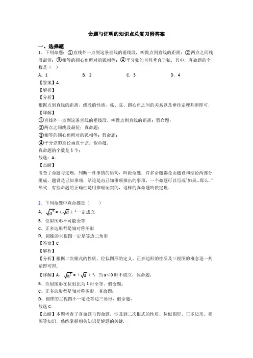 命题与证明的知识点总复习附答案