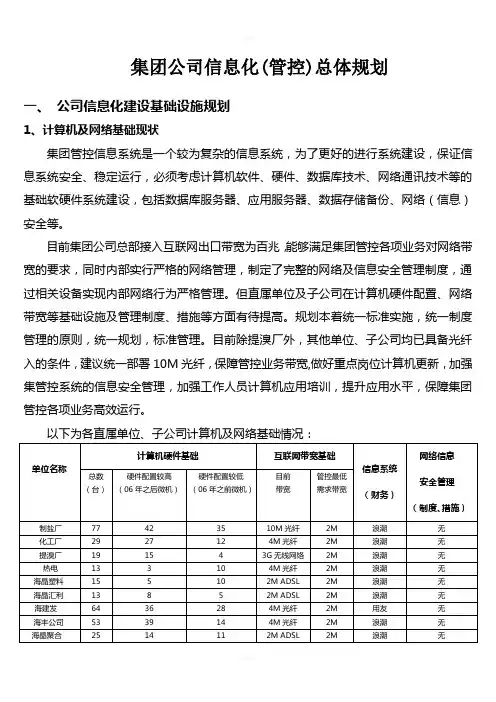 集团公司信息化(管控)总体规划